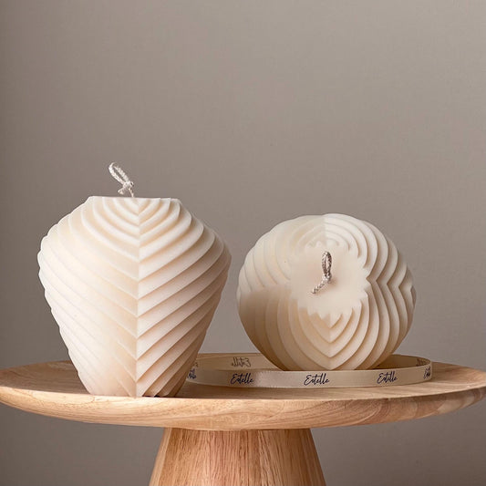 Large Ribbed Candle: Handmade Soy Wax Pillar Candle