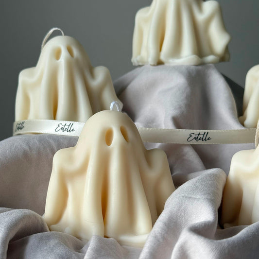Handmade Halloween Ghost Candle: Sculptural Soy Wax Candle