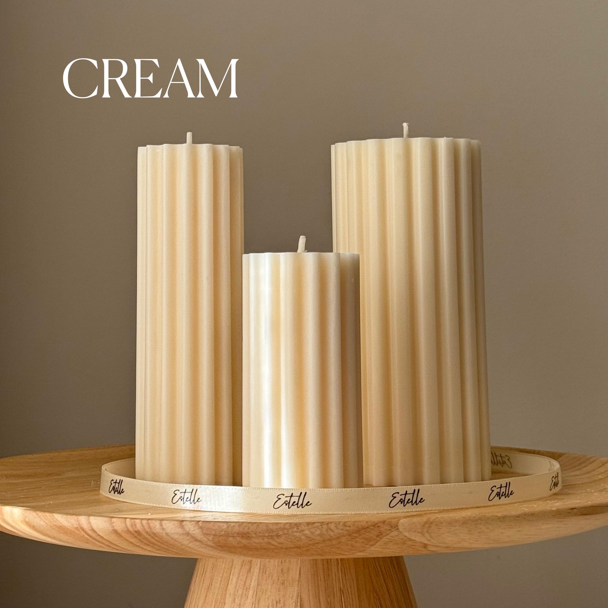 Ribbed Pillar Candle Trio