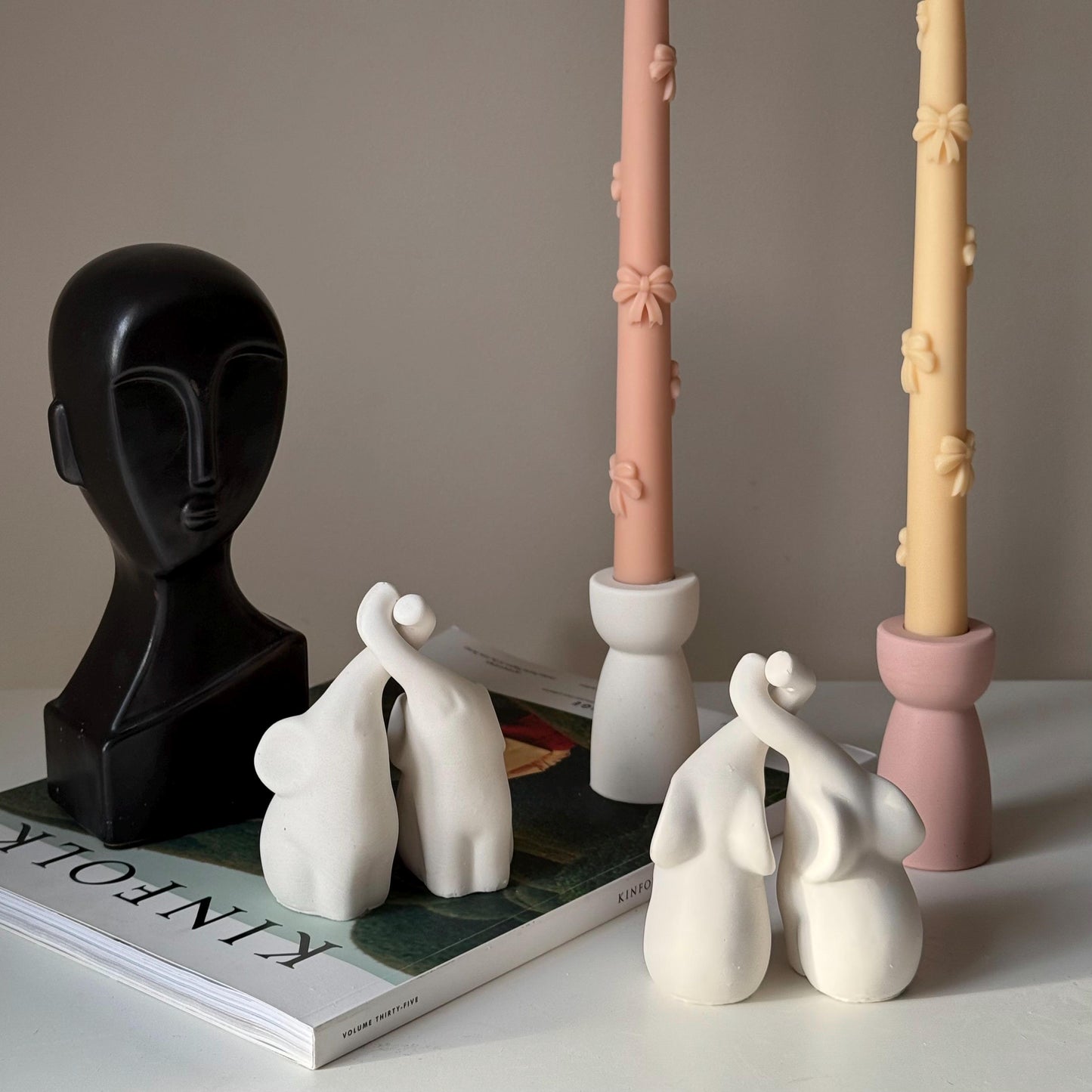Cute Elefants Couple Stone Decor