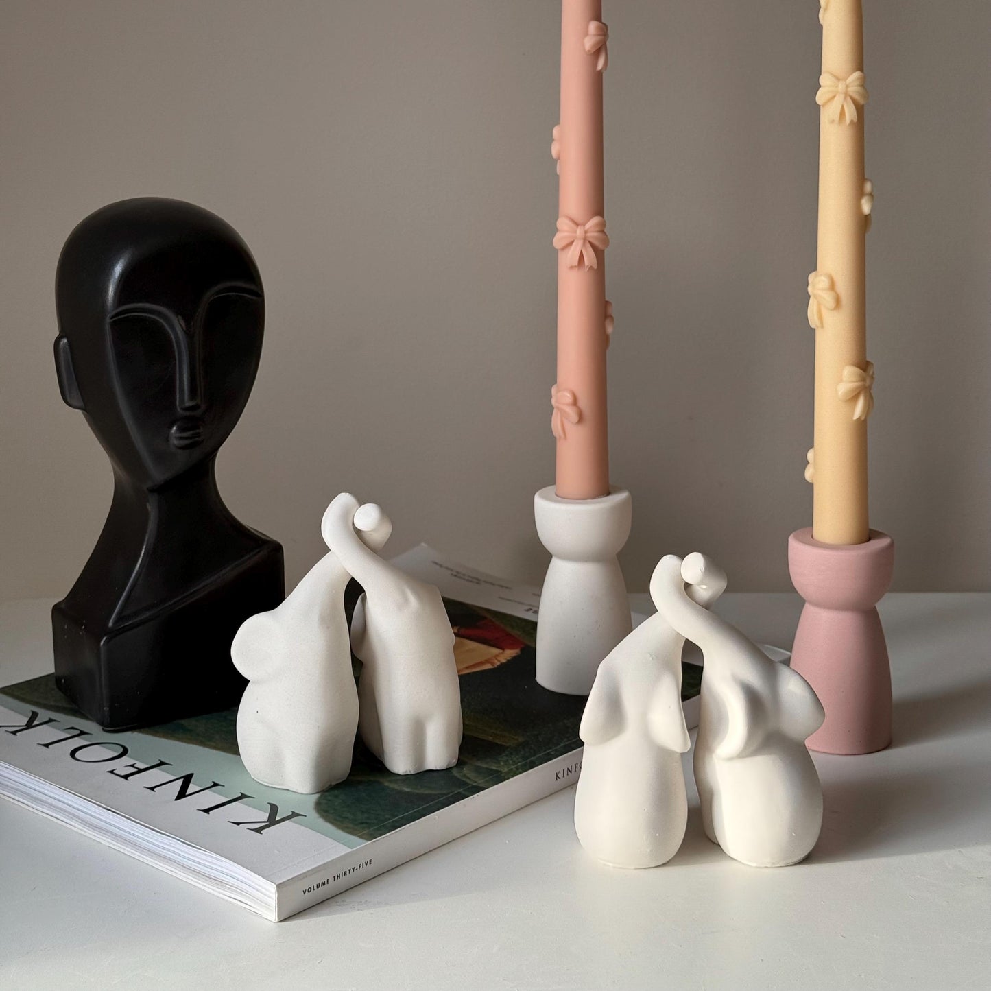 Cute Elefants Couple Stone Decor
