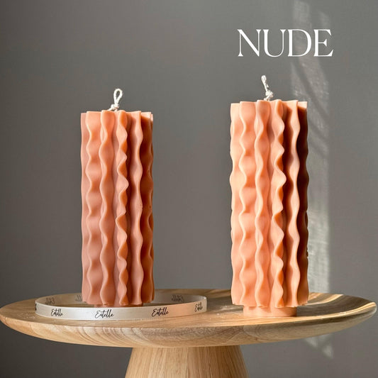 Geometric Soy Pillar Candle: Sculptural Home Decor