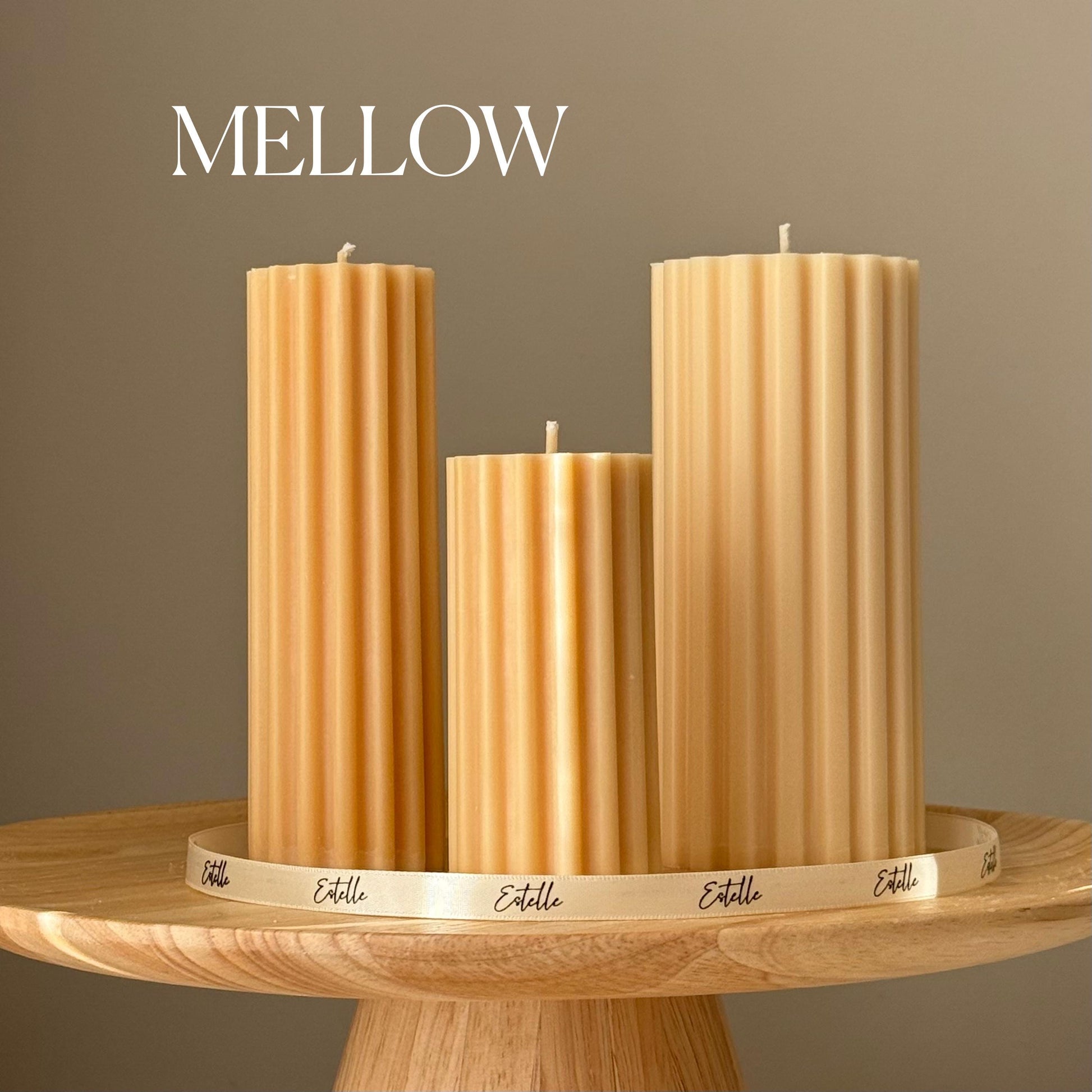 Ribbed Pillar Candle Trio