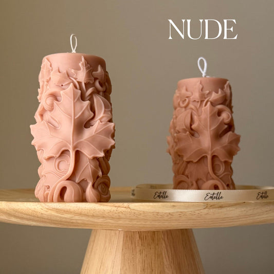 Handmade Maple Leaf Soy Pillar Candle: Home Decor Gift