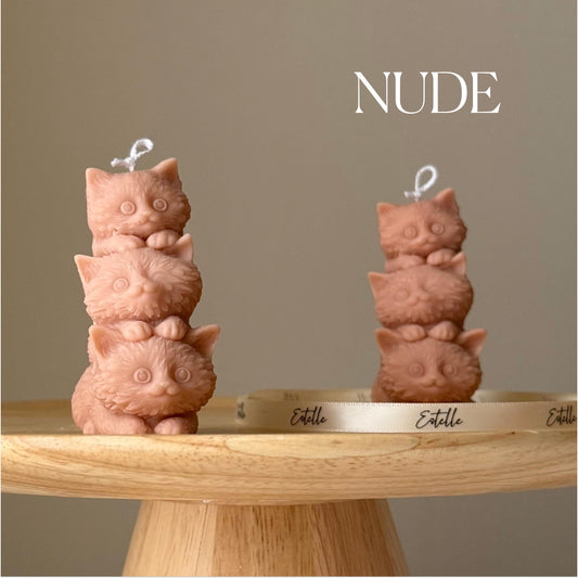 Sculptural Tiny Kittens Candle: Handmade Soy Wax Home Decor