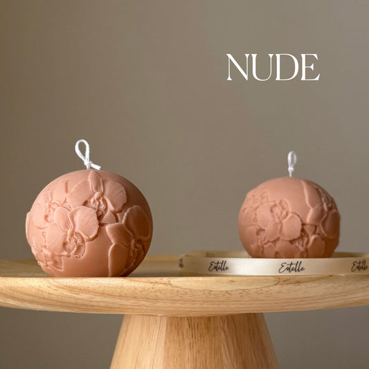 Orchid Soy Candle Ball | Handmade Floral Home Decor