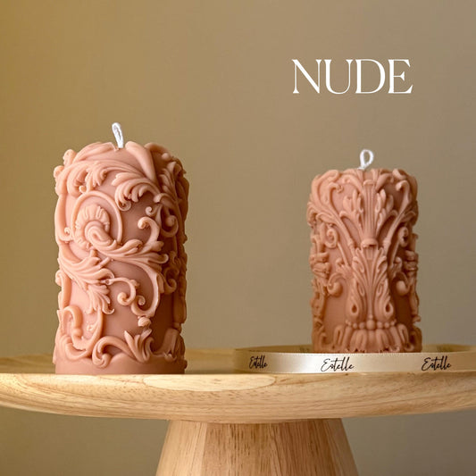 Vintage Lace Soy Pillar Candle: Handmade Home Decor