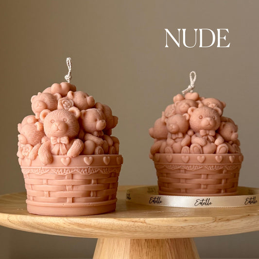 Cute Basket Teddy Bears Candle