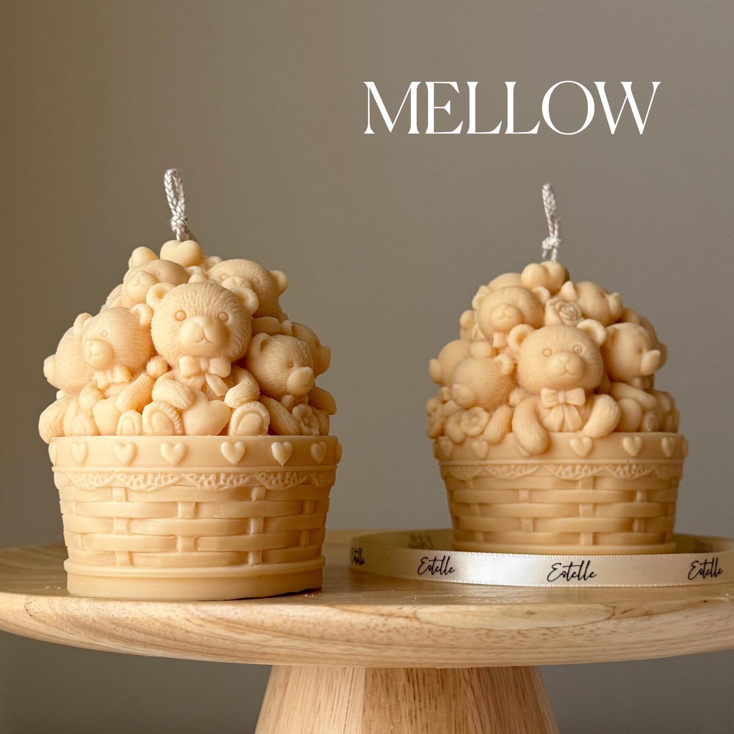 Cute Basket Teddy Bears Candle