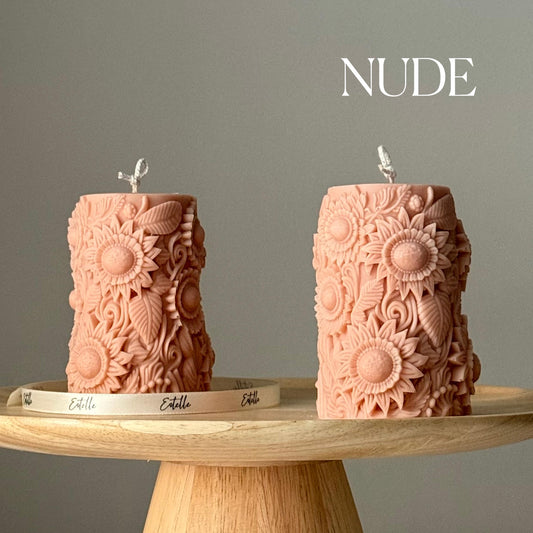 Handmade Sunflower Soy Pillar Candle: Home Decor Gift