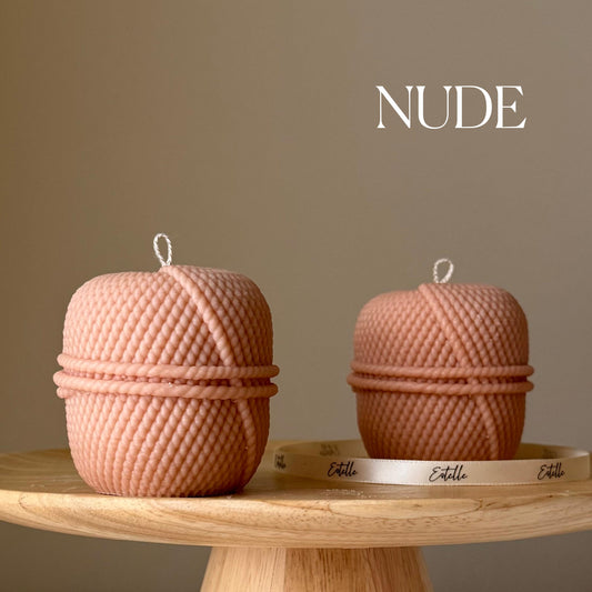 Knitting Wool Soy Candle: Handmade Pillar Candle, Home Decor
