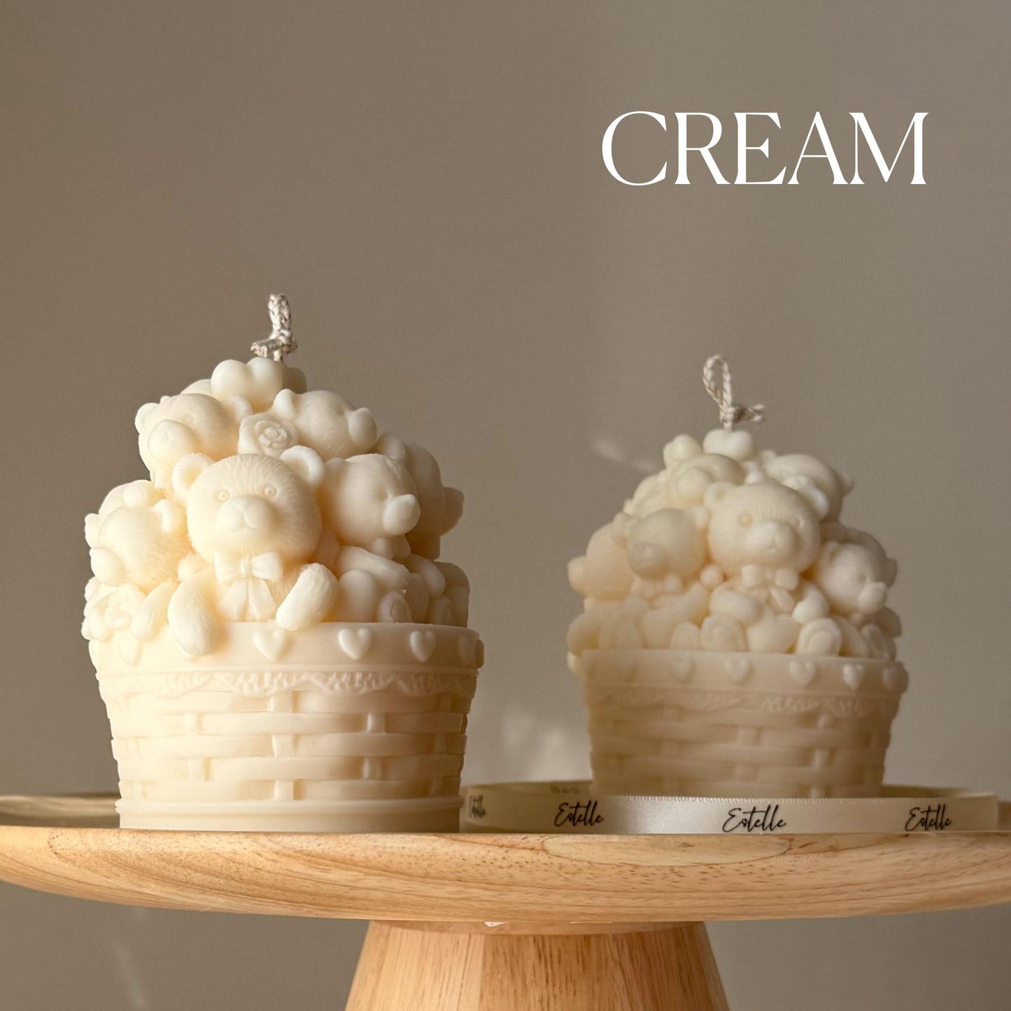 Cute Basket Teddy Bears Candle