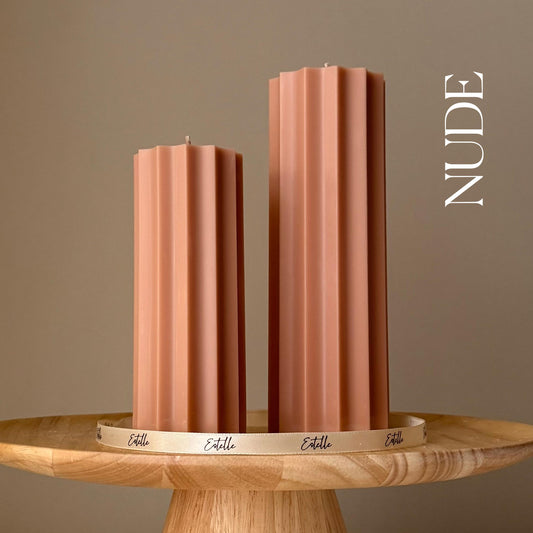Classic Ribbed Pillar Candle Set