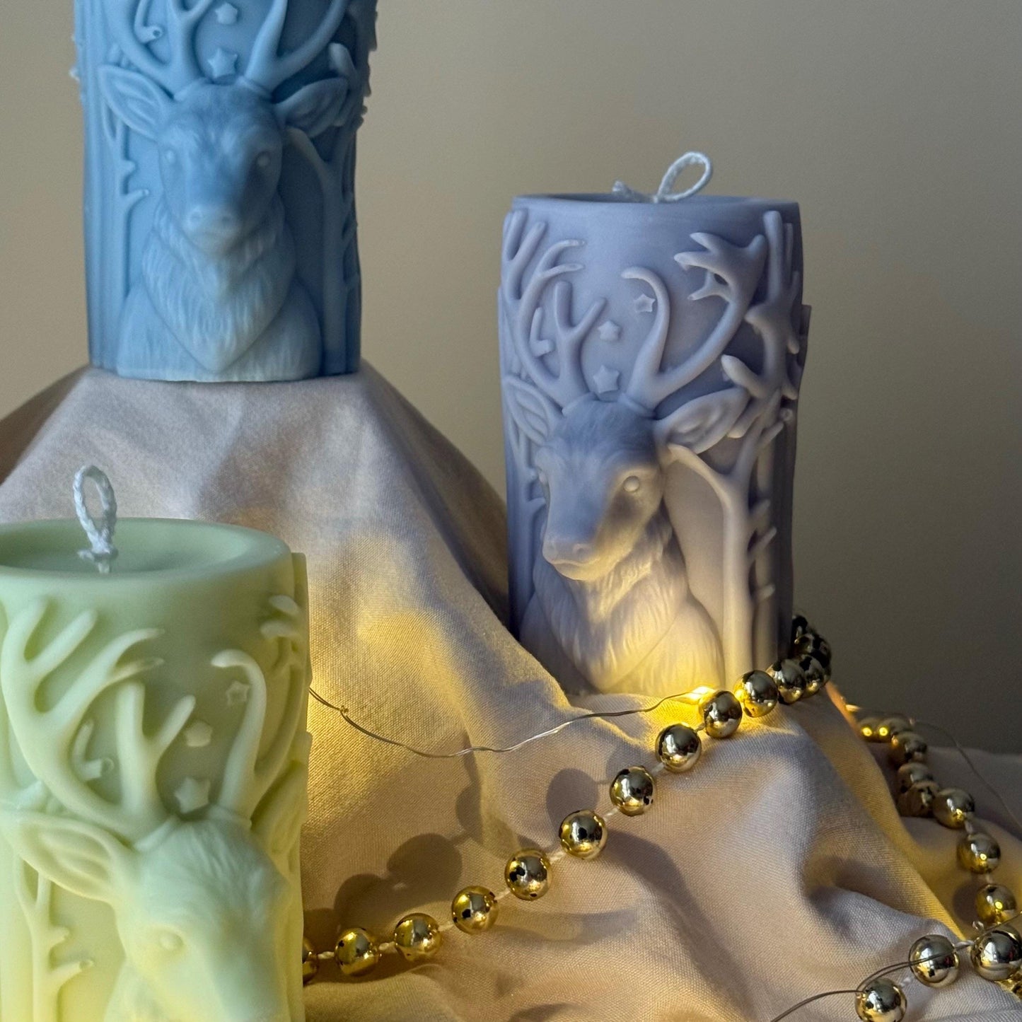 Christmas Reindeer Pillar Candle | Handmade Gift | Elk Soy Candle| Christmas Decor| Hand Poured Sculptural Candle| Ornaments| Christmas Gift