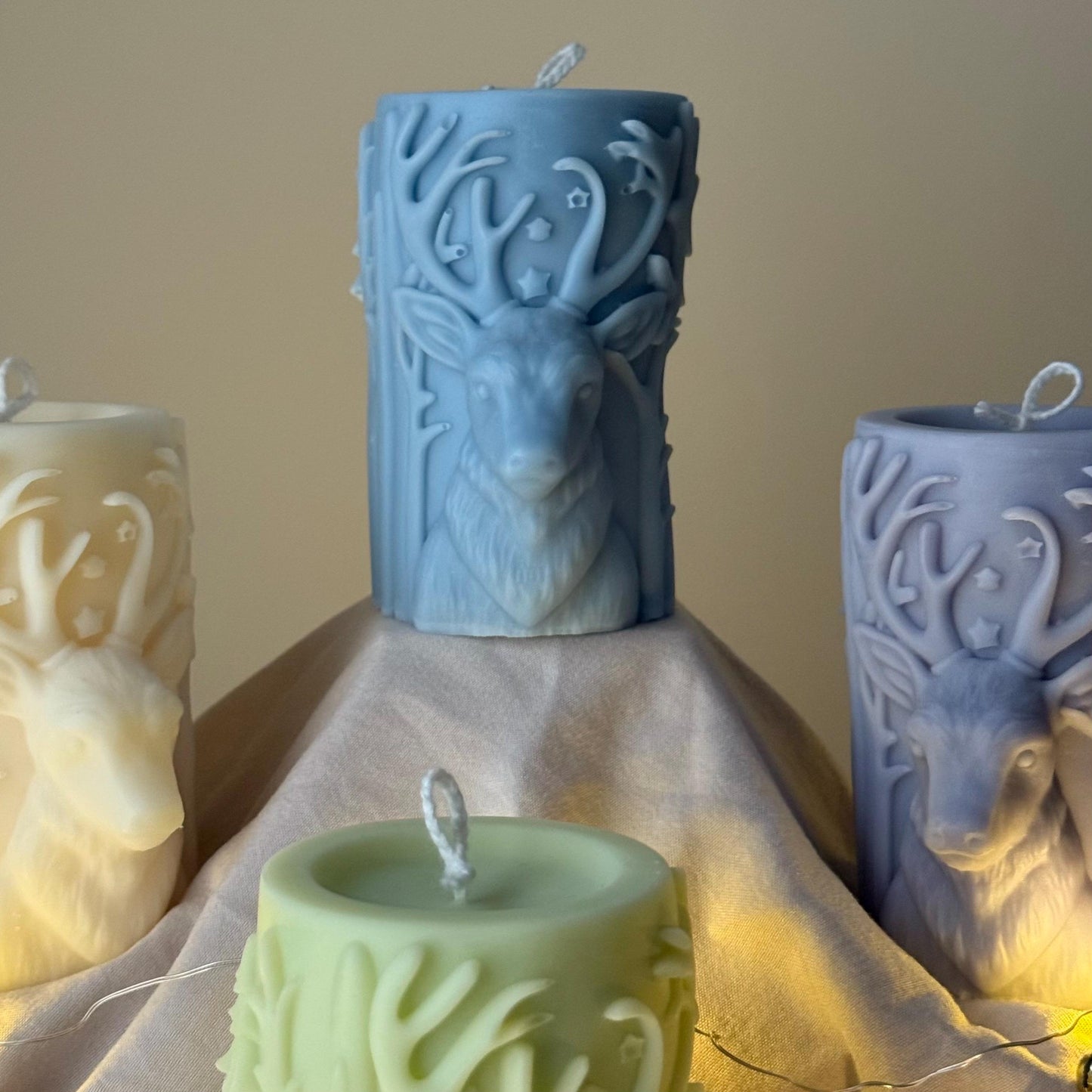 Christmas Reindeer Pillar Candle | Handmade Gift | Elk Soy Candle| Christmas Decor| Hand Poured Sculptural Candle| Ornaments| Christmas Gift