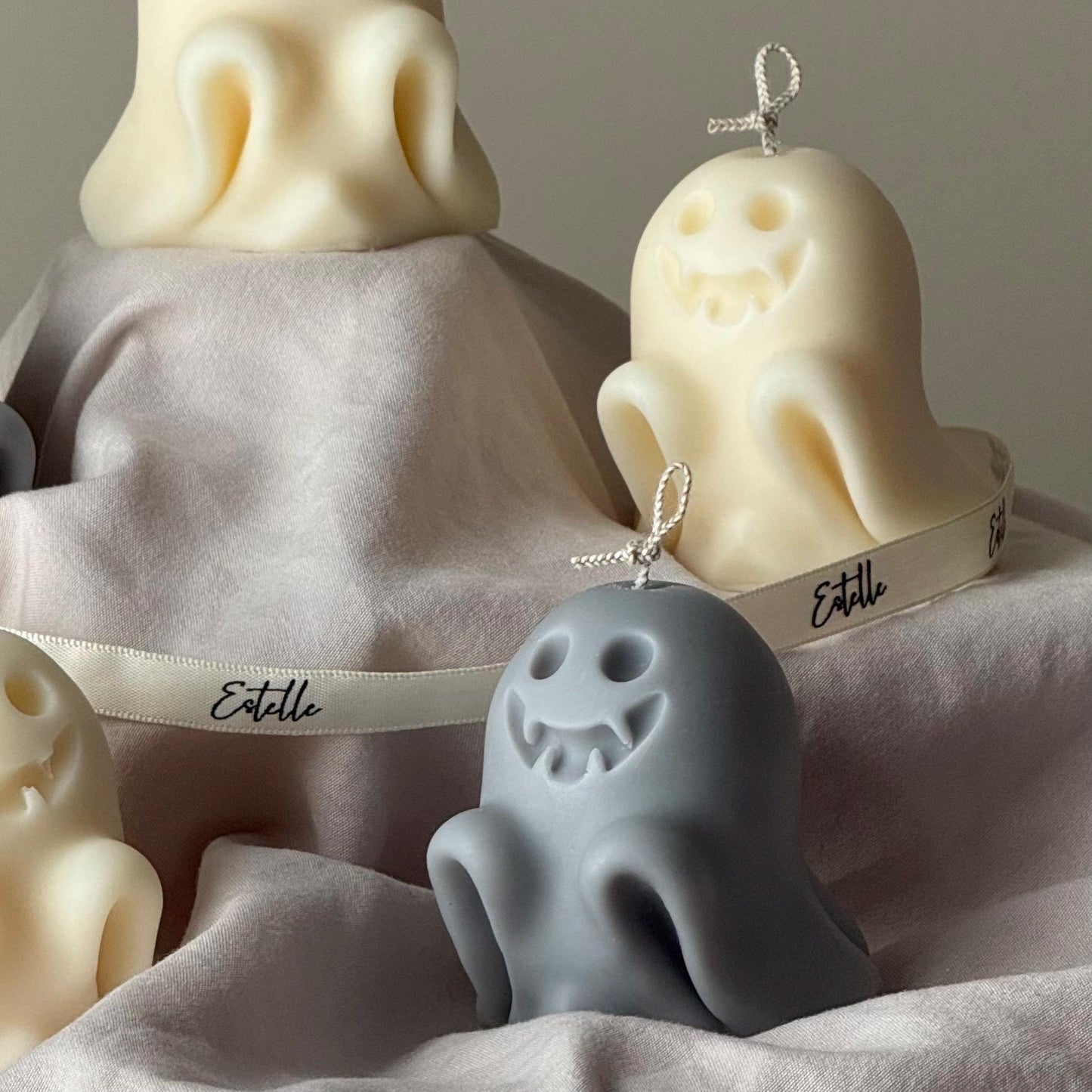 Cute Handmade Ghost Candle: Halloween Soy Wax Decor