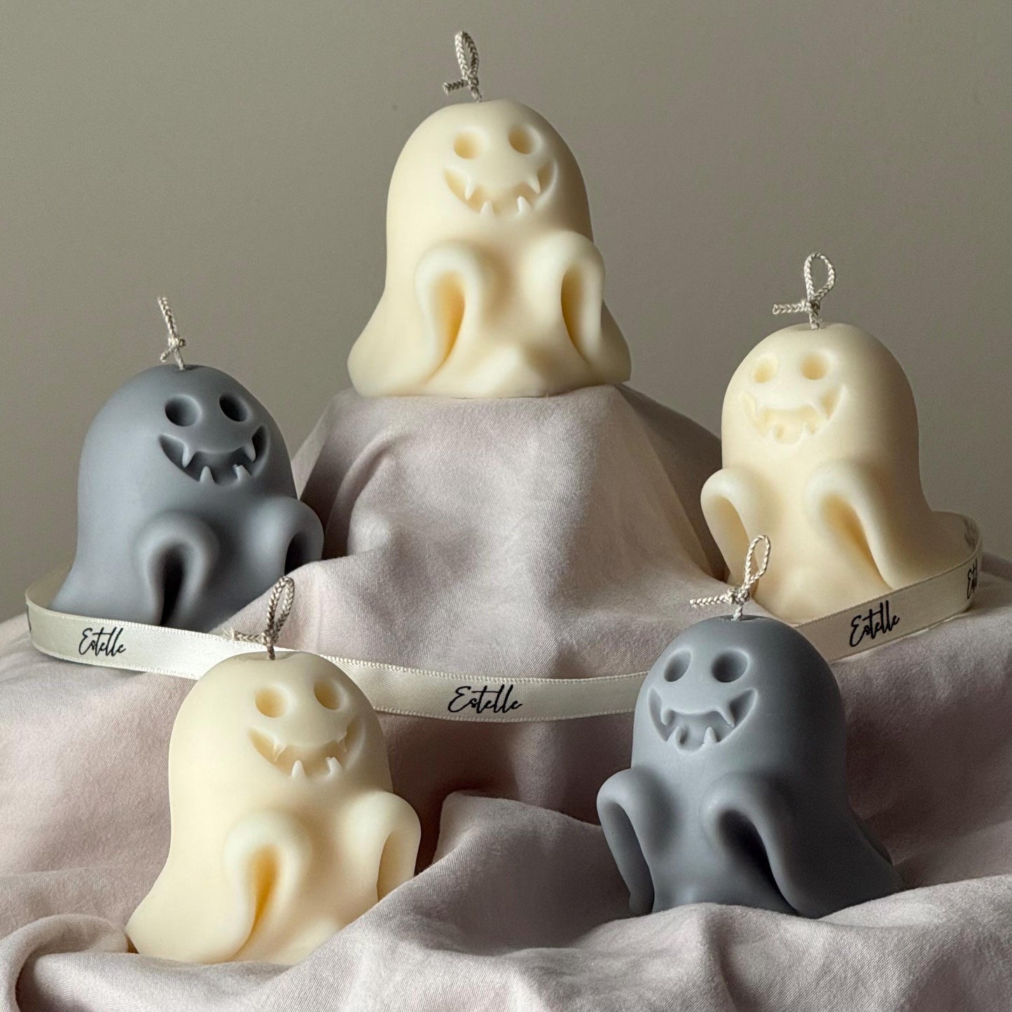 Cute Handmade Ghost Candle: Halloween Soy Wax Decor