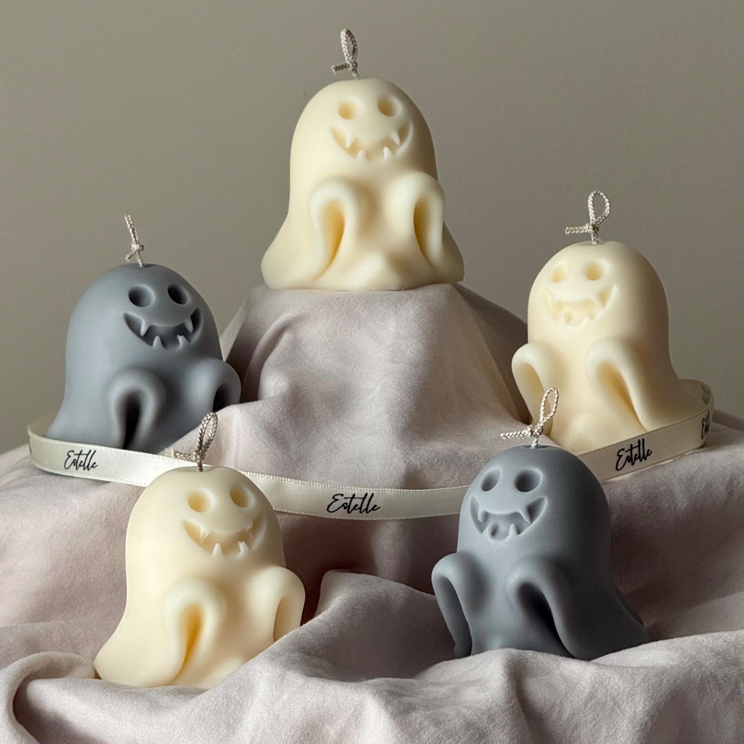Cute Handmade Ghost Candle: Halloween Soy Wax Decor