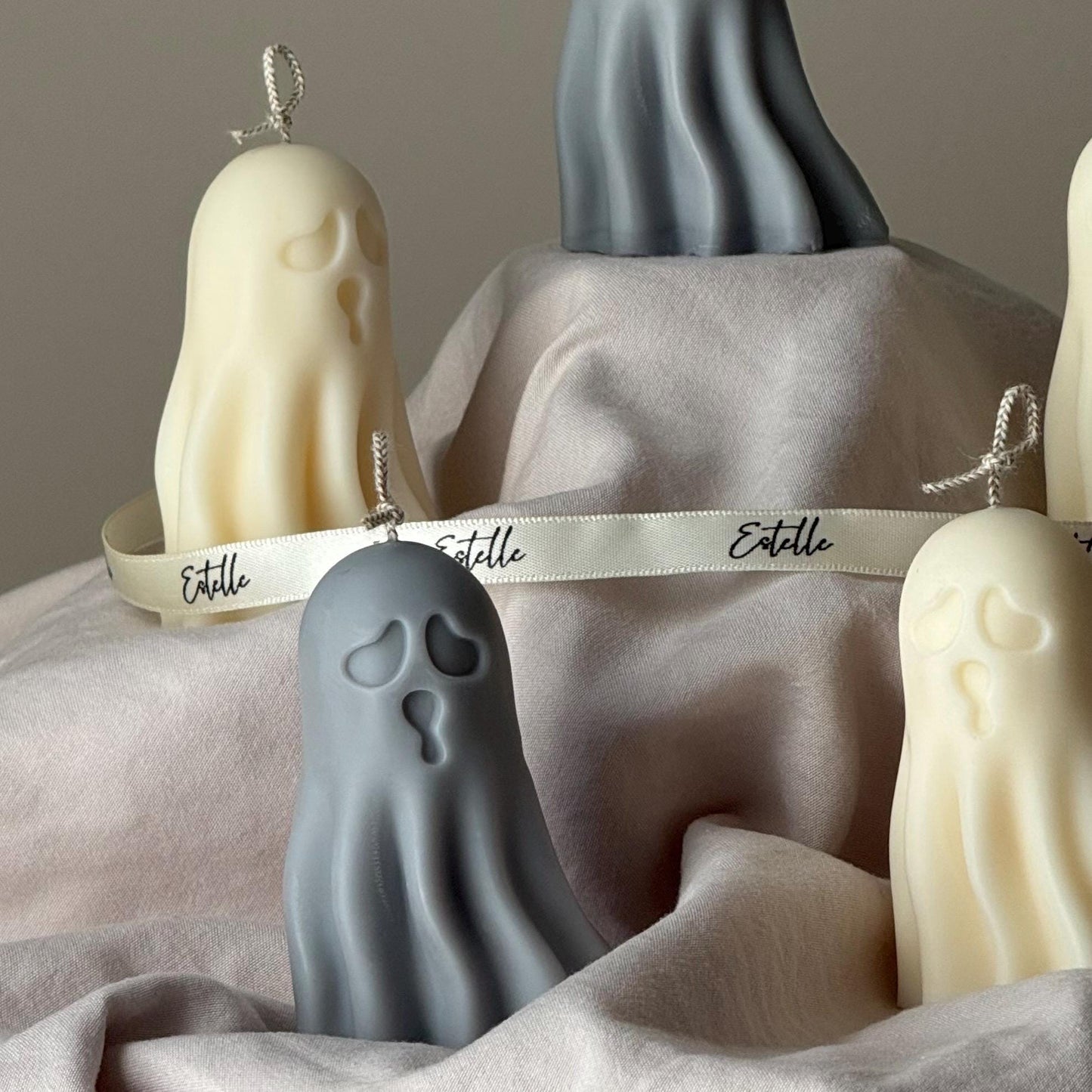 Scary Handmade Ghost Candle: Halloween Soy Wax Decor