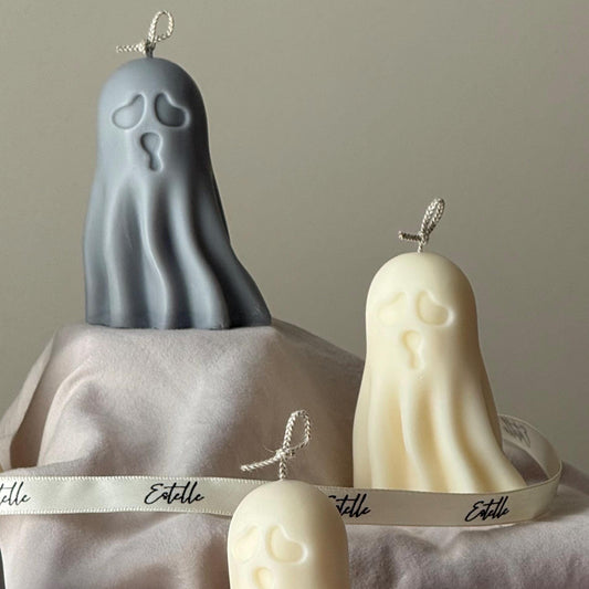 Scary Handmade Ghost Candle: Halloween Soy Wax Decor