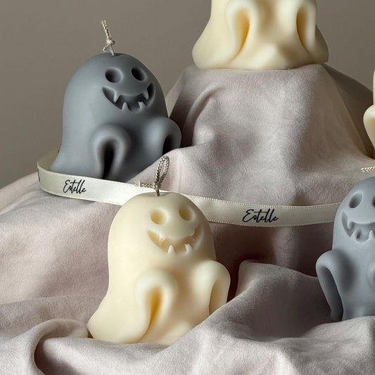 Cute Handmade Ghost Candle: Halloween Soy Wax Decor