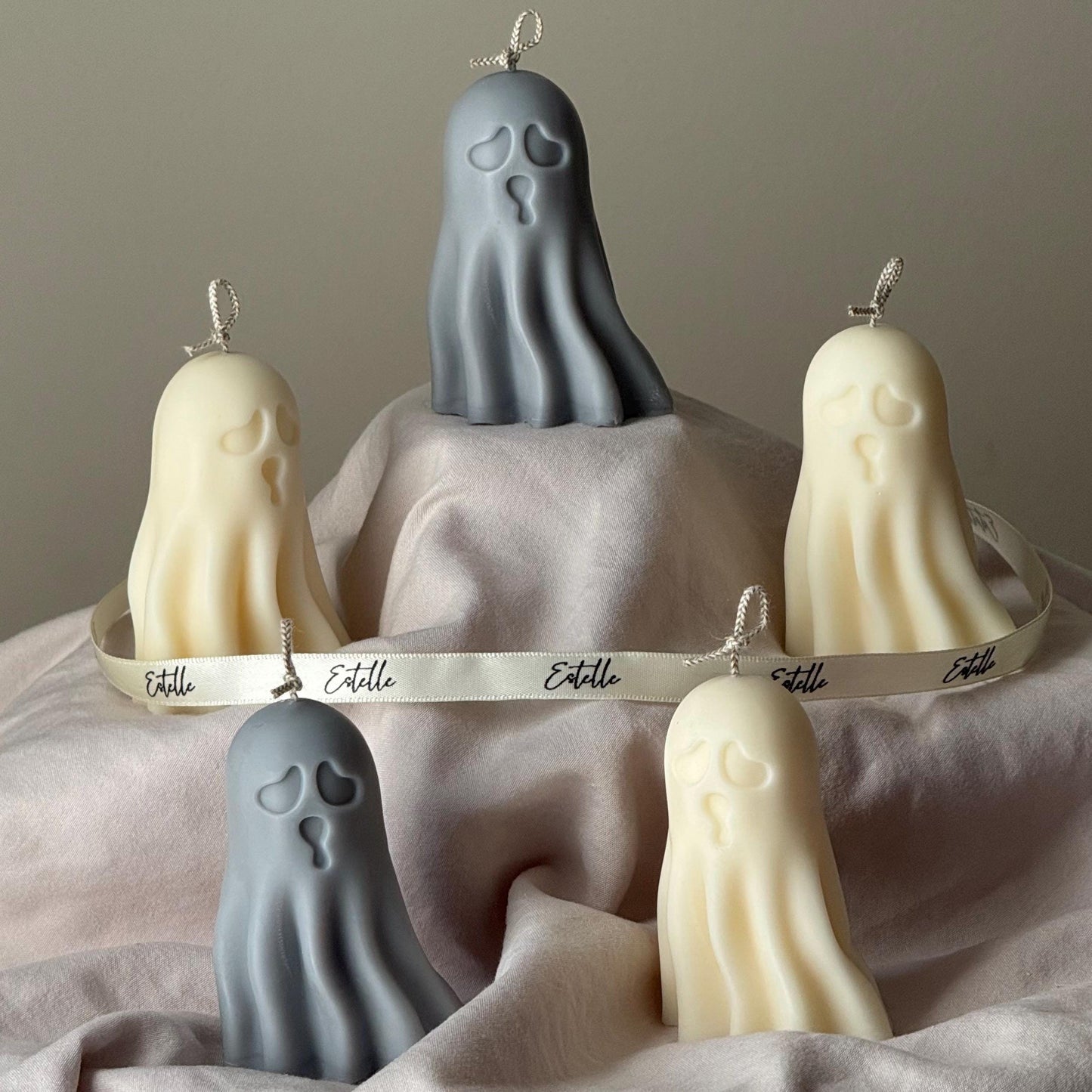 Scary Handmade Ghost Candle: Halloween Soy Wax Decor