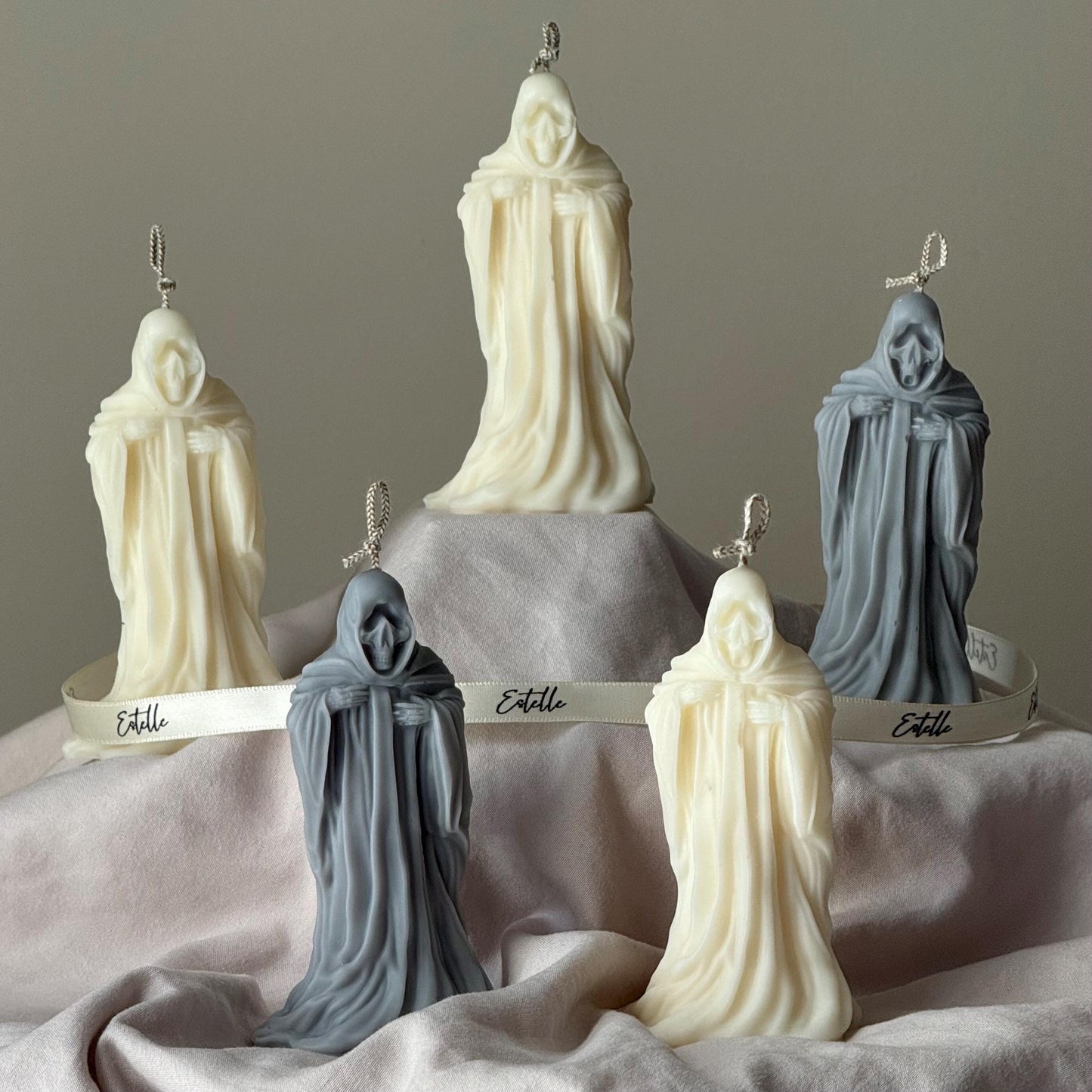 Handmade Ghost Candle: Spooky Halloween Decor, Soy Wax