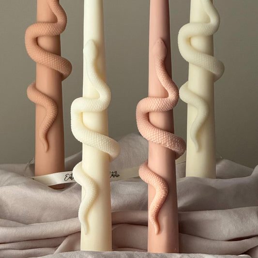 Snake Taper Soy Wax Candle: Decorative Column Pillar Candle