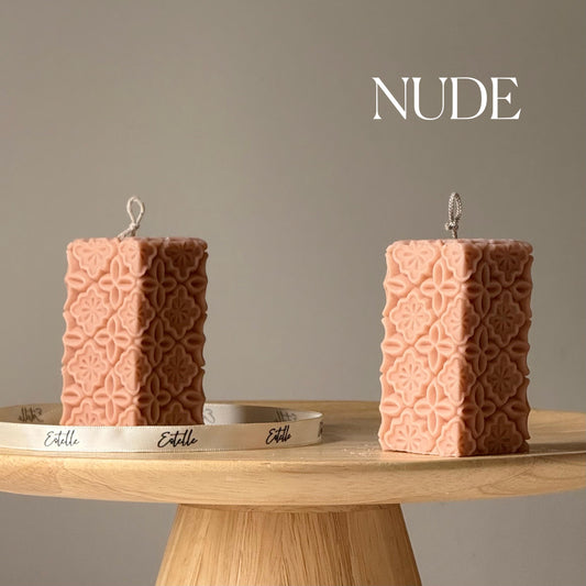 Vintage Lace Soy Pillar Candle: Handmade Home Decor