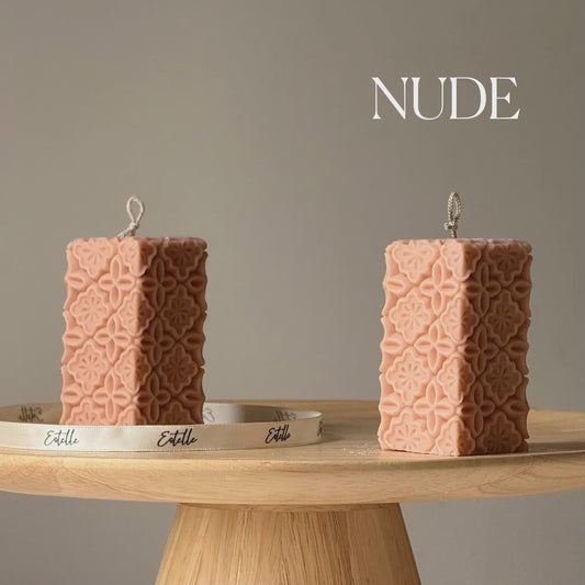 Vintage Lace Soy Pillar Candle: Handmade Home Decor