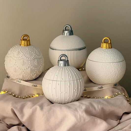 Huge Winter Ornament Bauble Candle – Sculptural Holiday Decor, Handcrafted Soy Wax Candle