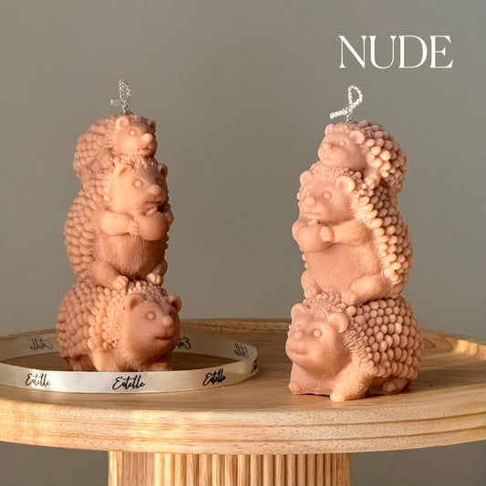 Handmade Three Hedgehog Soy Wax Candle | Nursery Decoration