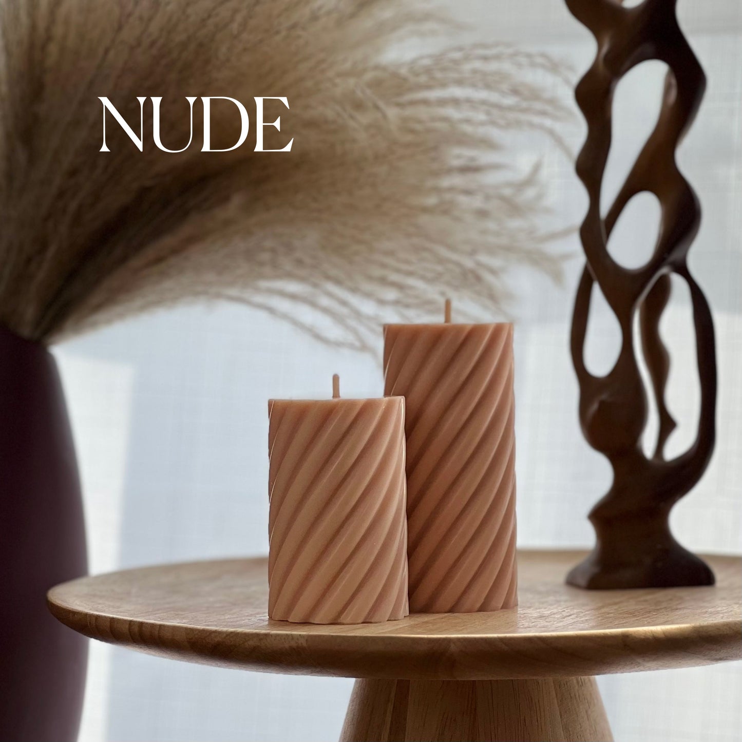 Spiral Ribbed Pillar Candle Set | Soy Wax Candle | Decorative Candle | Aesthetic Candle | Shaped Candle | Unscented Candles| Unique Candle