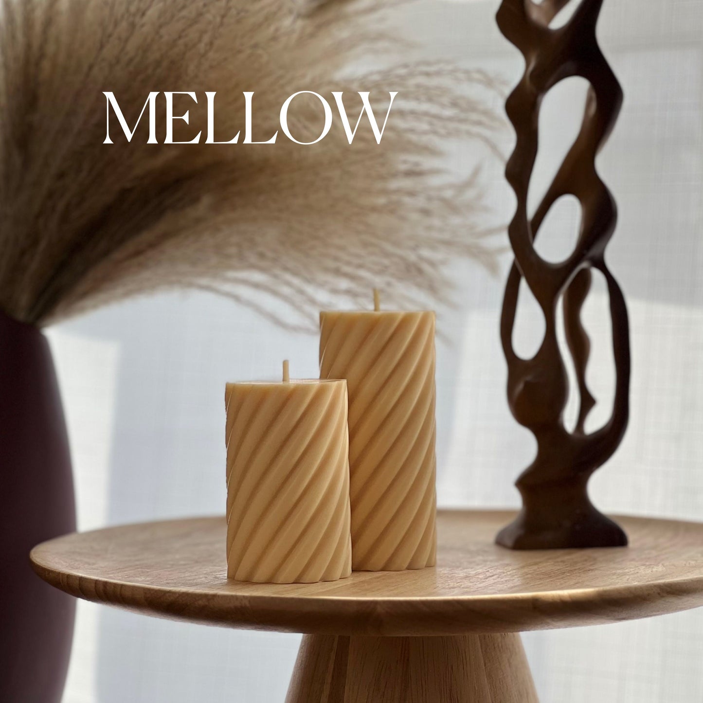 Spiral Ribbed Pillar Candle Set | Soy Wax Candle | Decorative Candle | Aesthetic Candle | Shaped Candle | Unscented Candles| Unique Candle