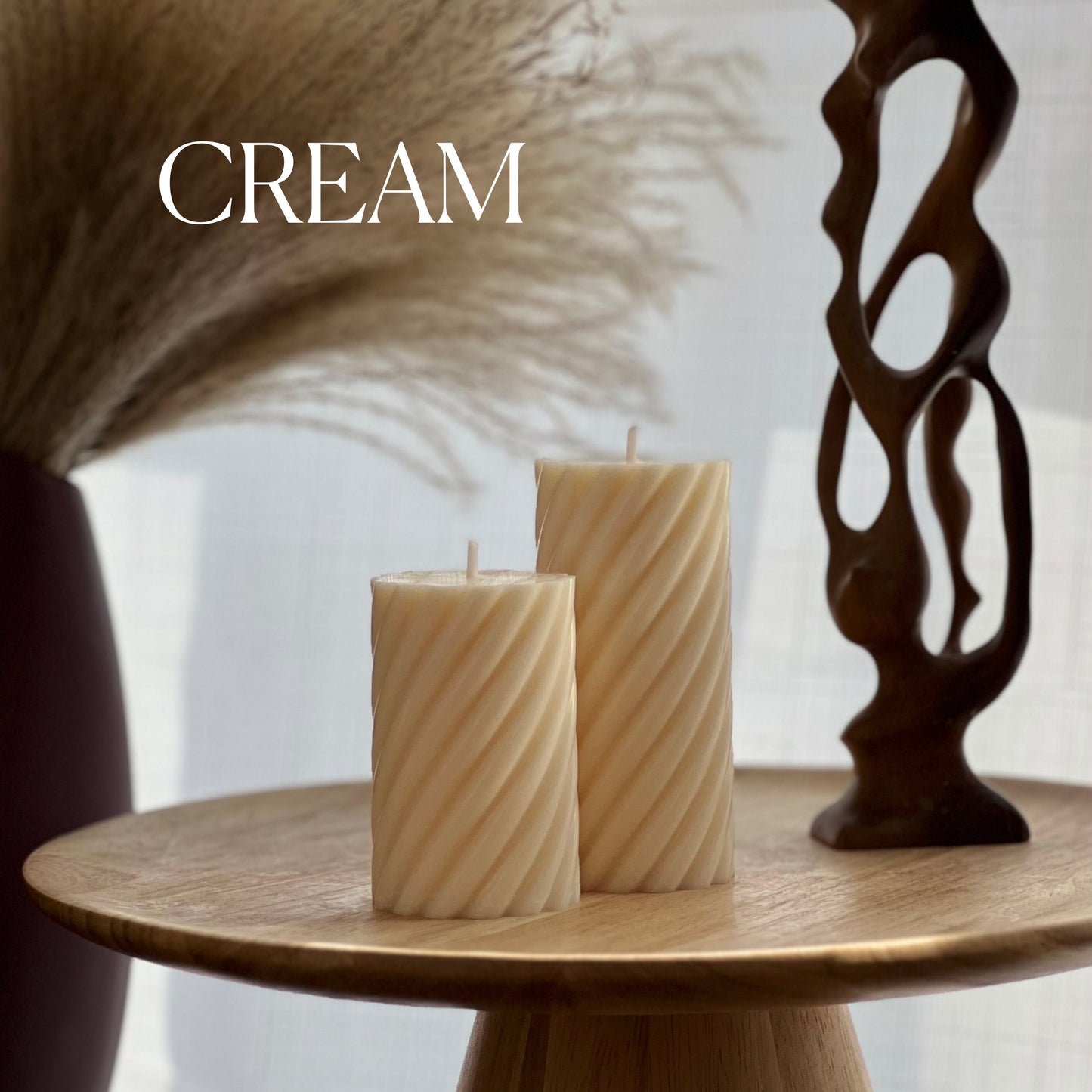 Spiral Ribbed Pillar Candle Set | Soy Wax Candle | Decorative Candle | Aesthetic Candle | Shaped Candle | Unscented Candles| Unique Candle