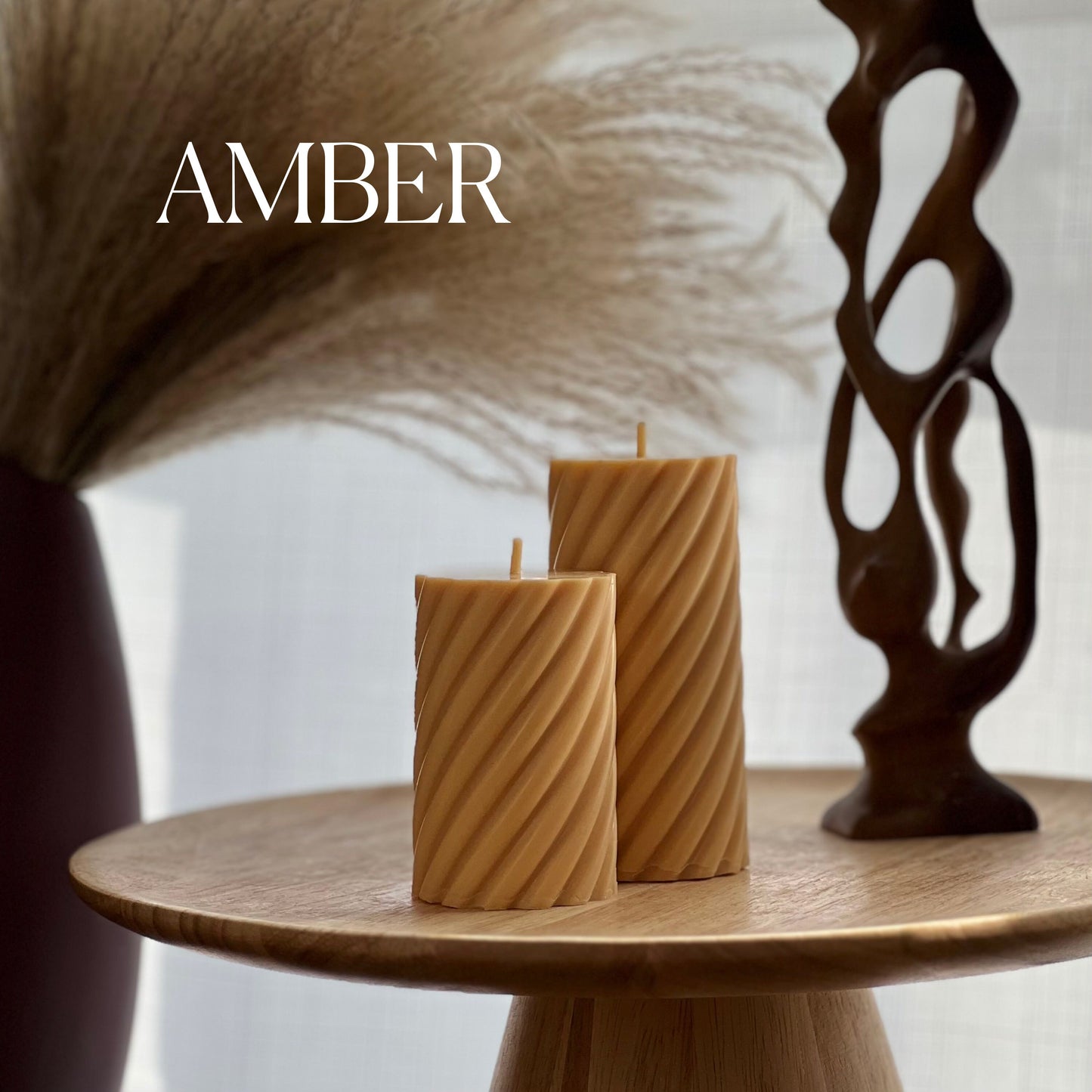 Spiral Ribbed Pillar Candle Set | Soy Wax Candle | Decorative Candle | Aesthetic Candle | Shaped Candle | Unscented Candles| Unique Candle