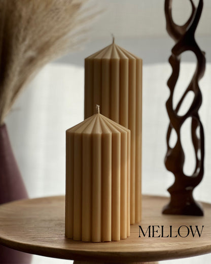 Ribbed Soy Wax Pillar Candle | Handmade Vegan Decor