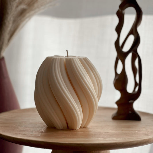 Big Swirl Soy Candle | Unscented Decorative Pillar