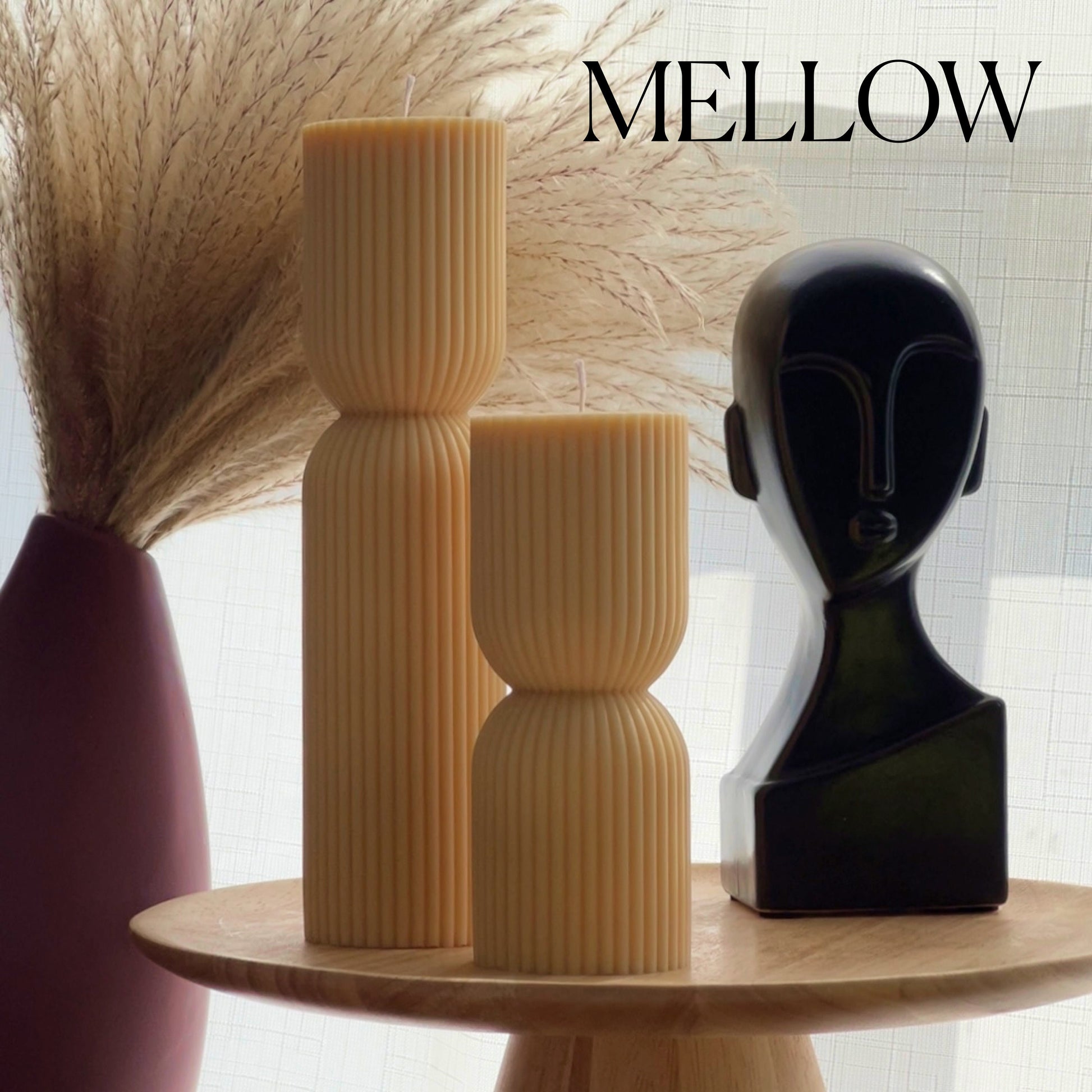 Ribbed Hourglass Pillar Candle