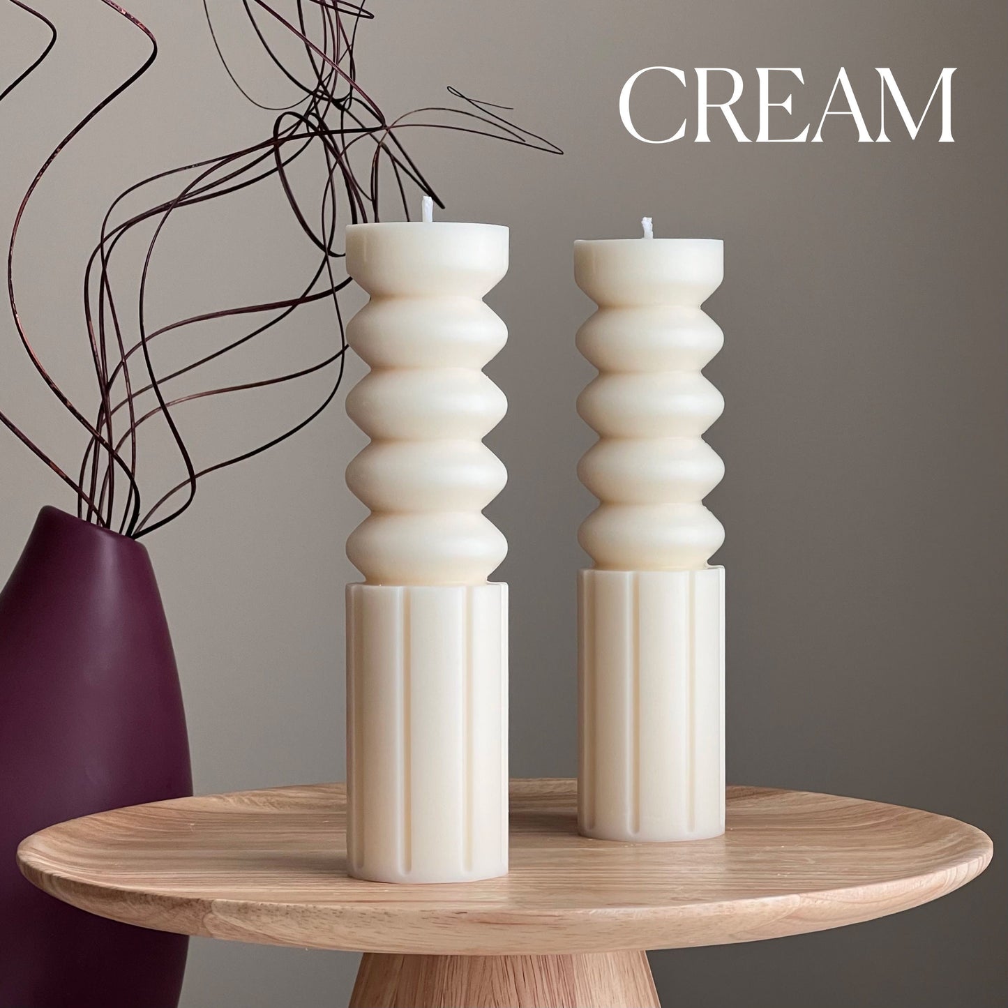 Tall Soy Wax Pillar Candle | Wavy, Unscented, Home Decor