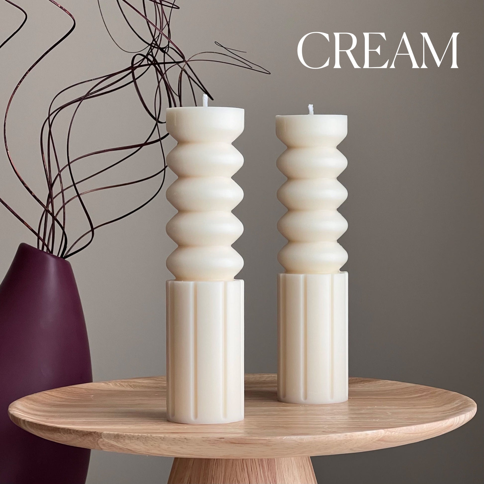 Tall Soy Wax Pillar Candle | Wavy, Unscented, Home Decor