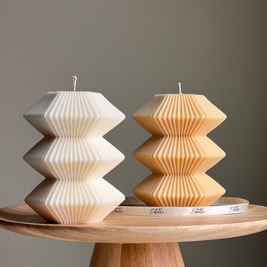 Large Ribbed Hexagon Candle