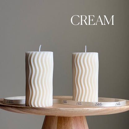 Ribbed Wave Pillar Candle