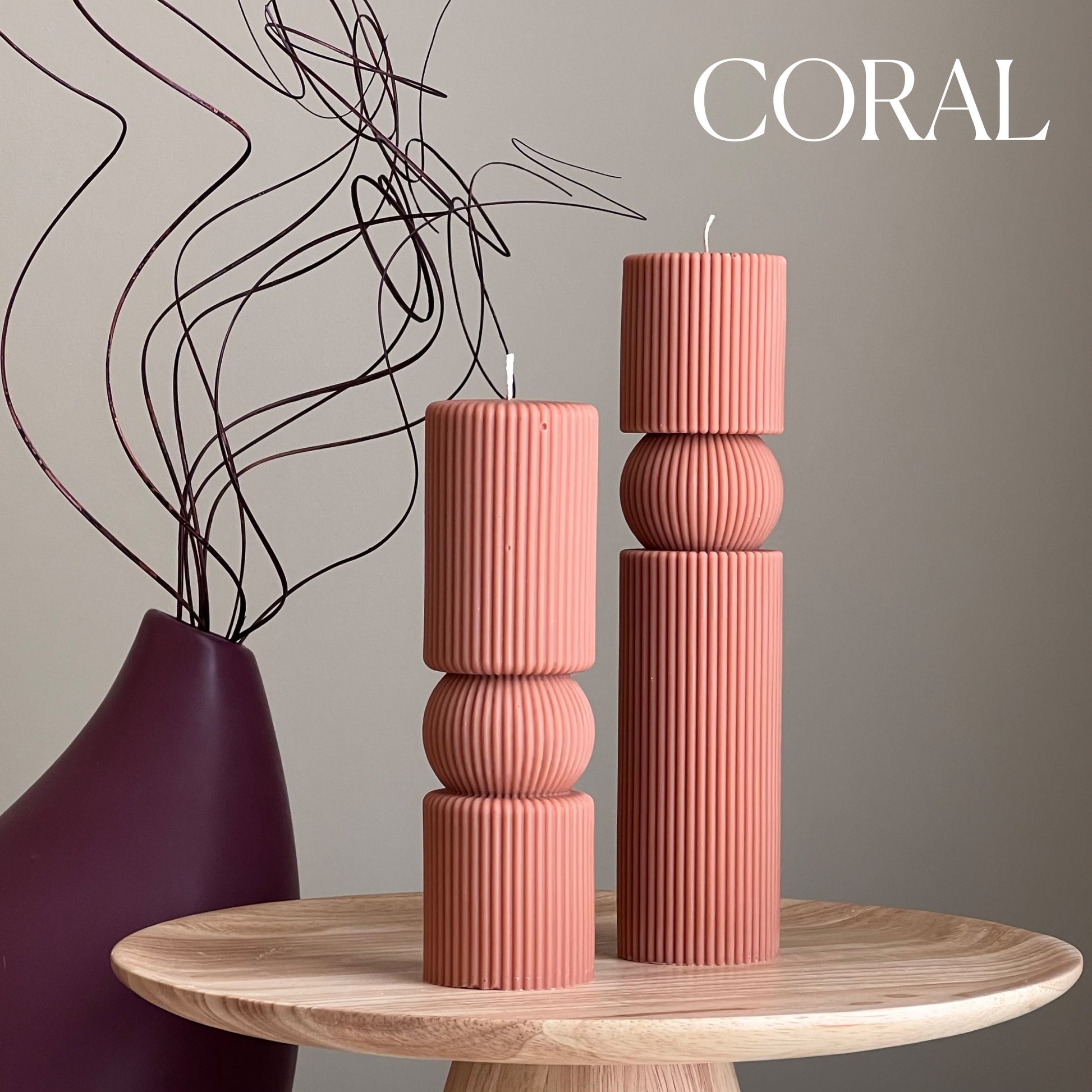 Roman Ribbed Soy Wax Candle Set | Tall Pillar, Home Decor