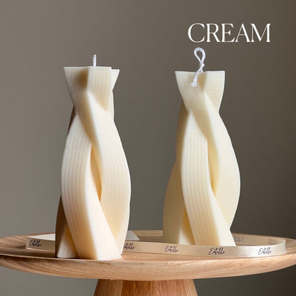 Twisted Rope Soy Pillar Candle: Sculptural Home Decor