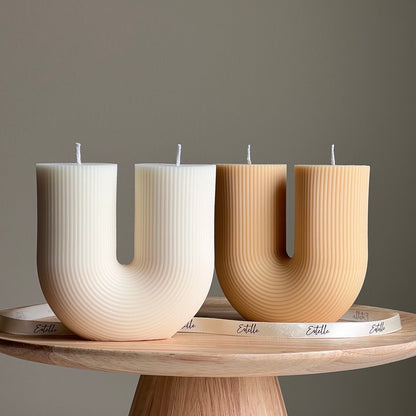 Large Ribbed U Shaped Candle