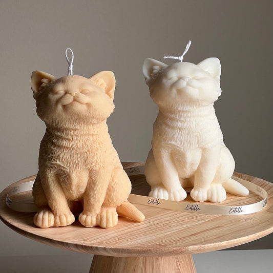 Handmade Soy Wax Cat Candle: Sculptural Animal Candle Gift