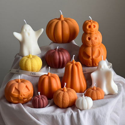 Handmade Pumpkin Soy Wax Candle Set: Autumn Home Decor