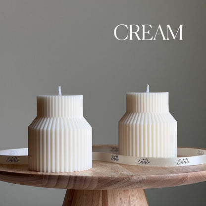 Geometric Ribbed Pillar Candle