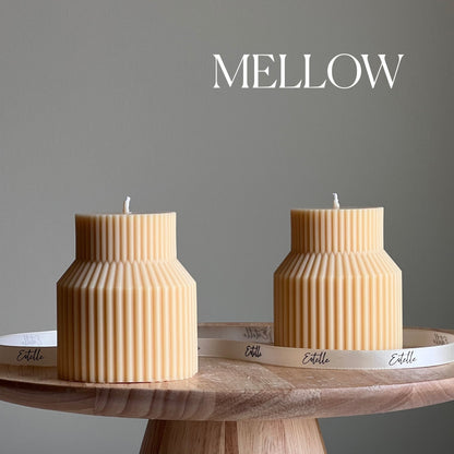 Geometric Ribbed Pillar Candle